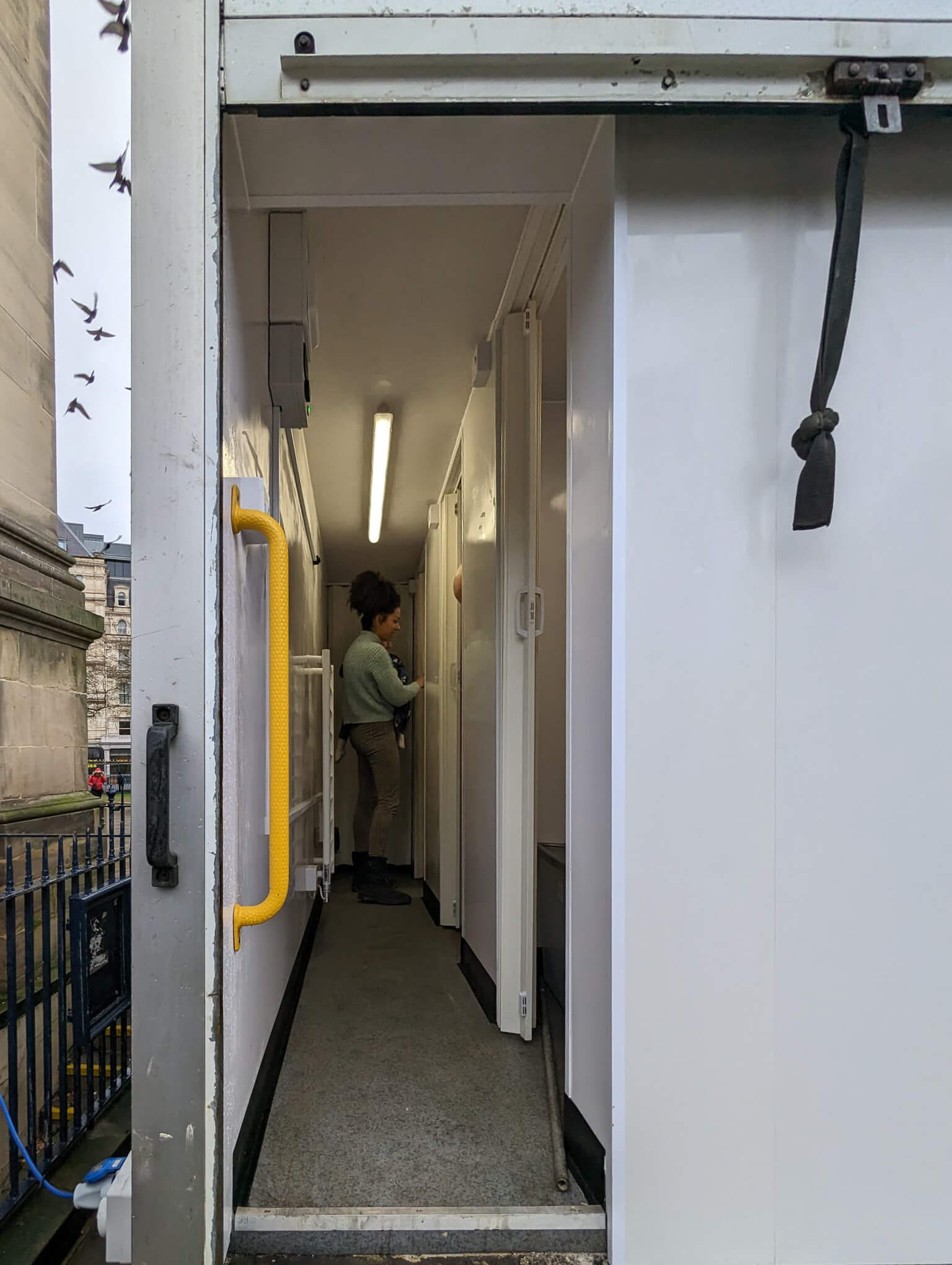 Sarah Lamptey checking out the new Birmingham ShowerBox Van