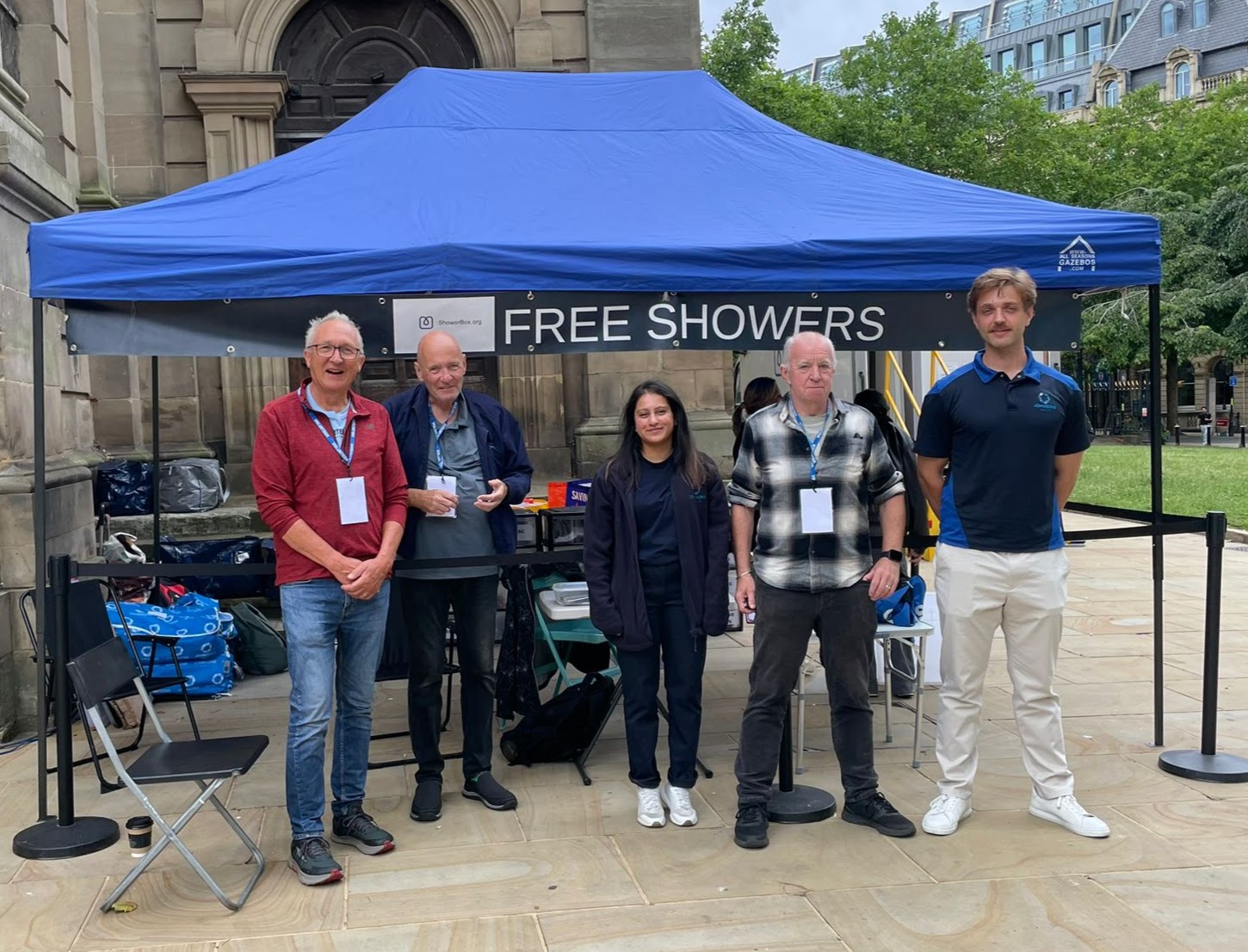 ShowerBox Birmingham with representatives from Johnsons Hotel Linen